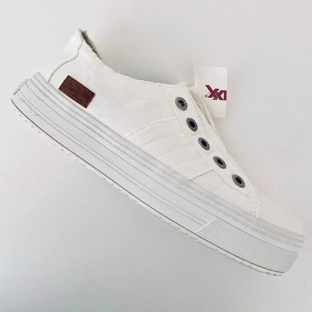 NWT 7.5 Blowfish Malibu White Platform No shoelace Laceless Memory foam Sneakers - Picture 11 of 12
